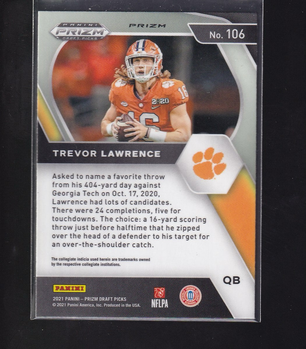 2021 Panini Prizm Draft Picks Collegiate #106 Trevor Lawrence Gold Ice