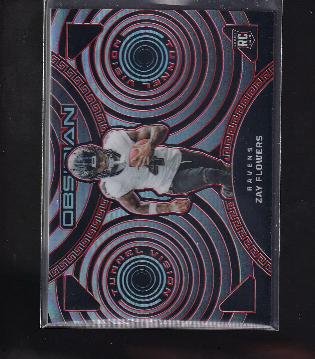 2023 Panini Obsidian #10 Zay Flowers Tunnel Vision Electric Etch Red #/10