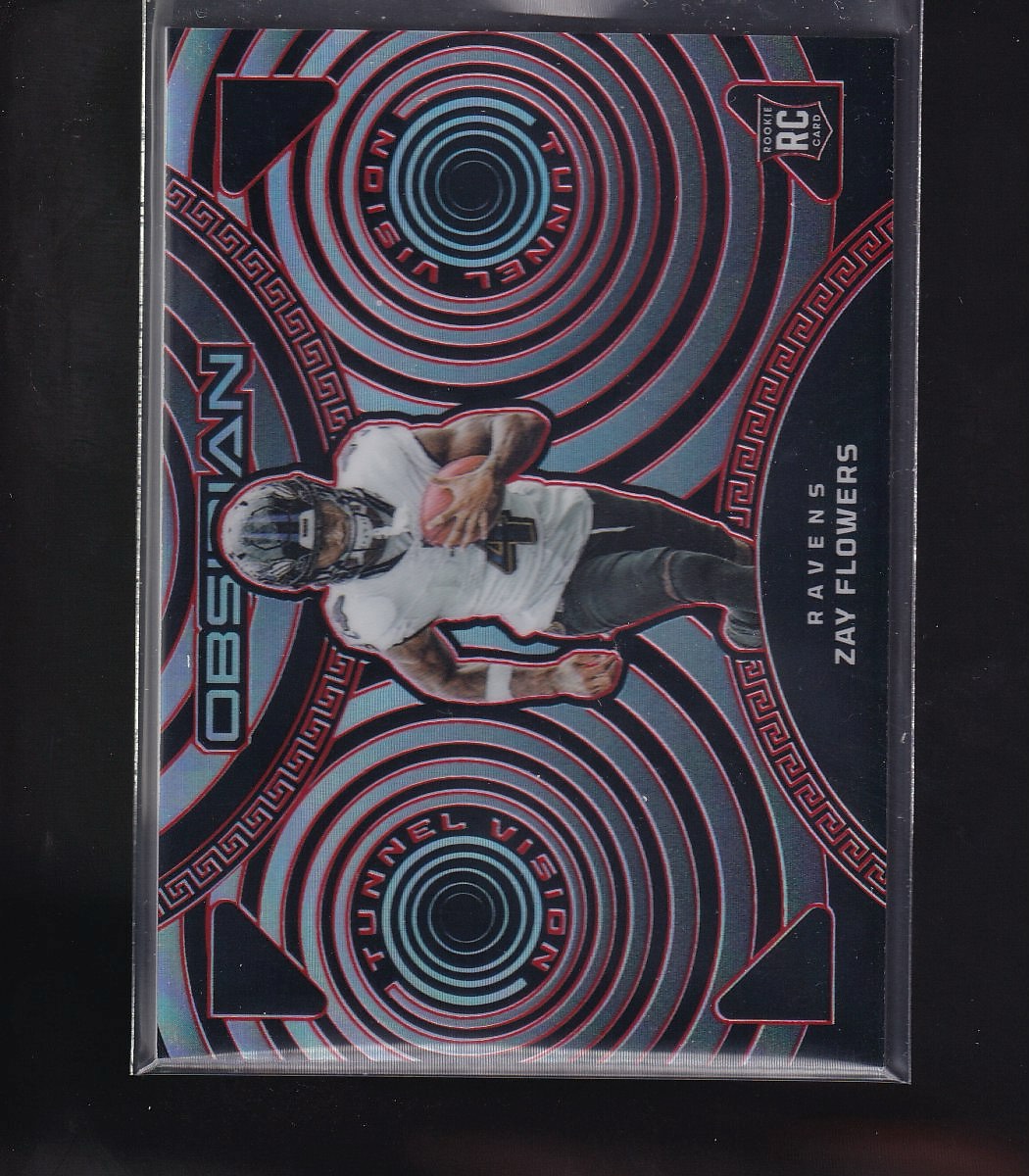 2023 Panini Obsidian #10 Zay Flowers Tunnel Vision Electric Etch Red #/10