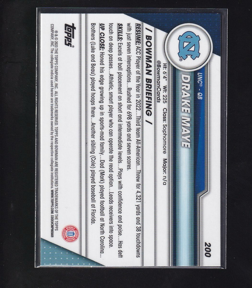 2023 Bowman University Chrome #200 Drake Maye