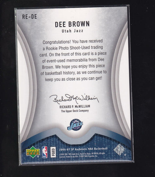 2006-07 SP Authentic #RE-DE Dee Brown Rookie Exclusives Jerseys