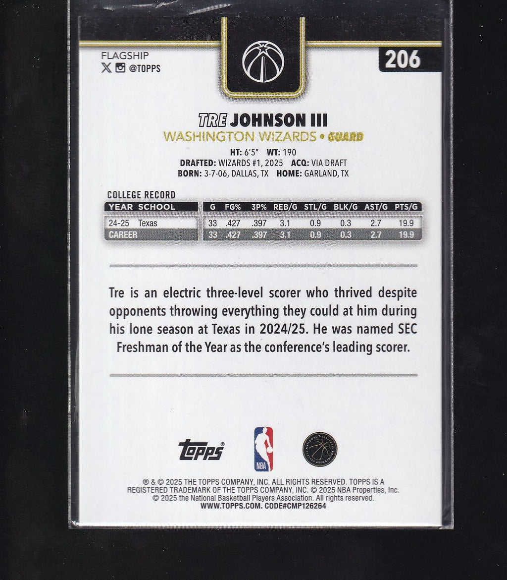 2025-26 Topps #206 Tre Johnson III Blackout