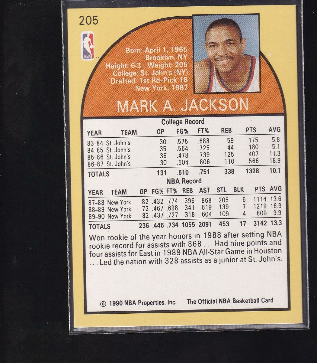 1990-91 Hoops #205 Mark Jackson