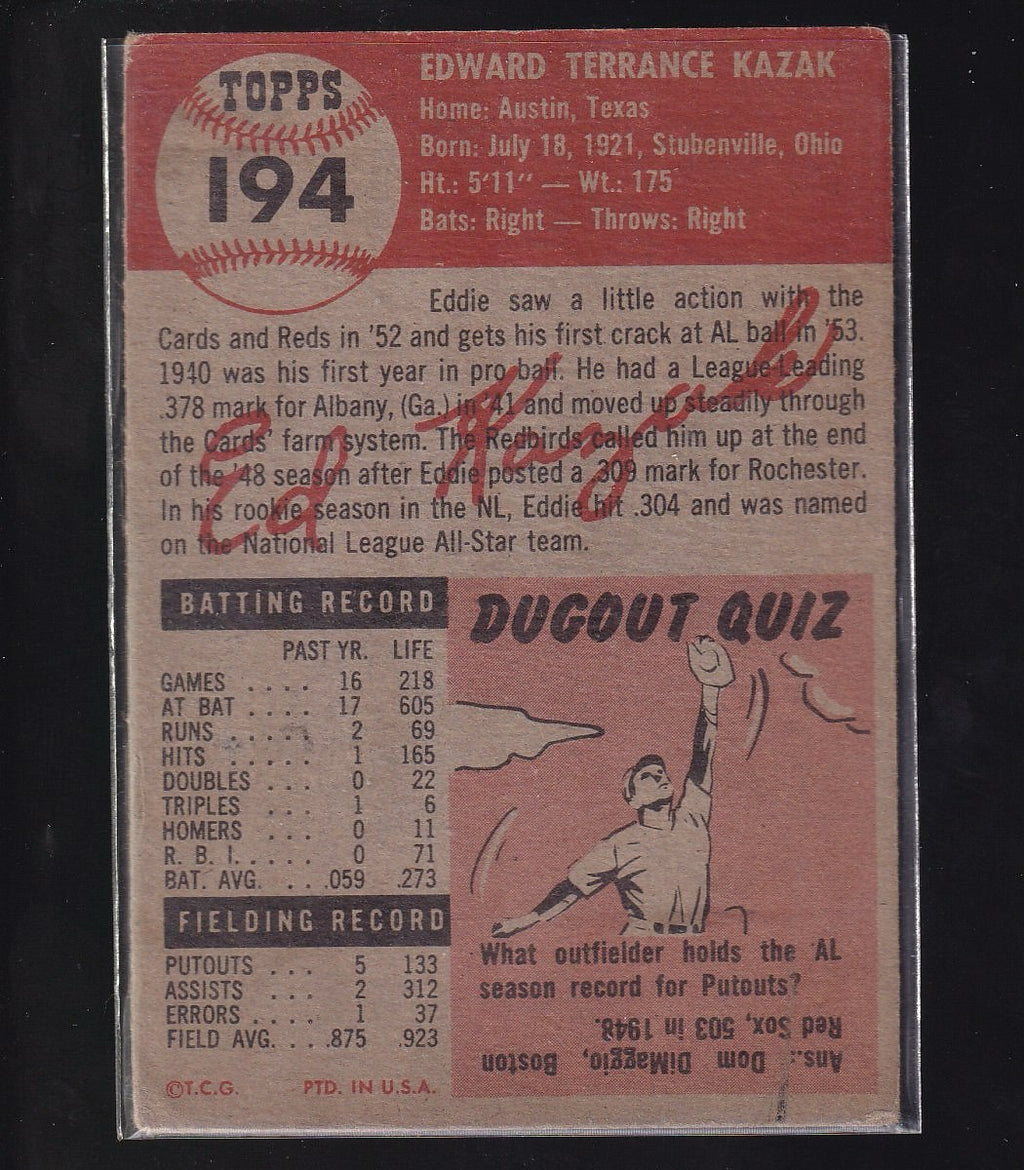 1953 Topps #194 Eddie Kazak