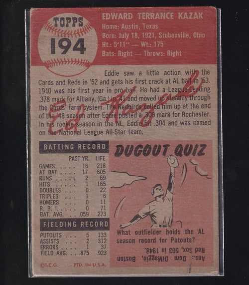 1953 Topps #194 Eddie Kazak