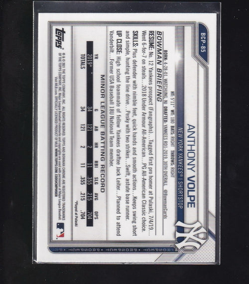 2021 Bowman Sapphire Edition #BCP-85 Anthony Volpe