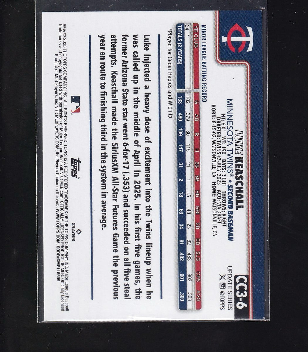 2025 Topps Update #CC3-6 Luke Keaschall Super Box Companion Cards