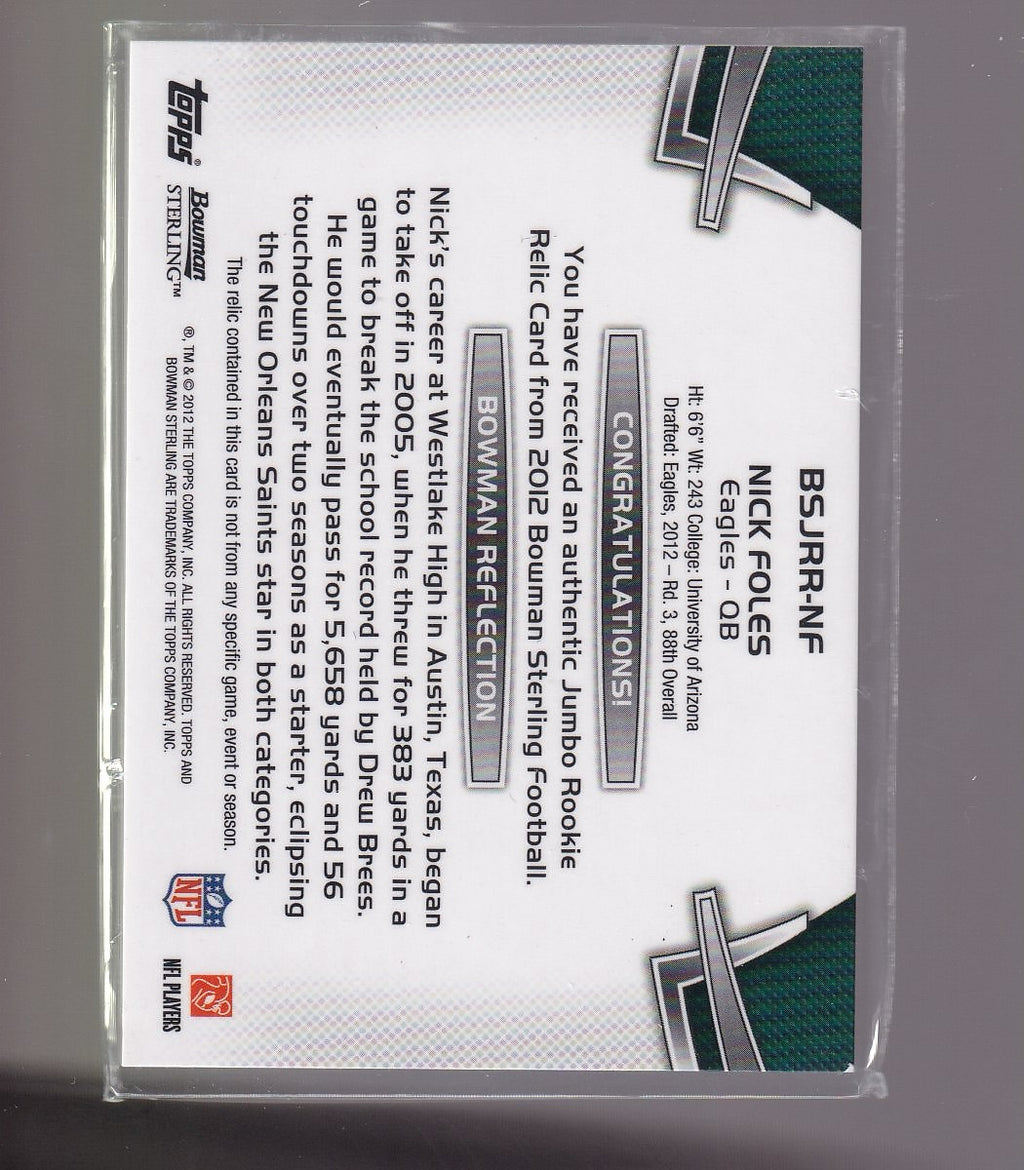 2012 Bowman Sterling #BSJRR-NF Nick Foles -Relic