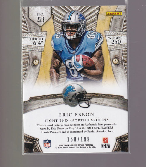2014 Panini Crown Royale #223 Eric Ebron Rookie Silhouettes-Bronze #/199