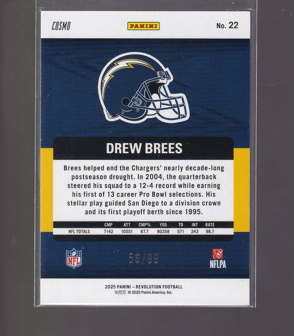 2025 Panini Revolution #22 Drew Brees Blue Cosmo #/99