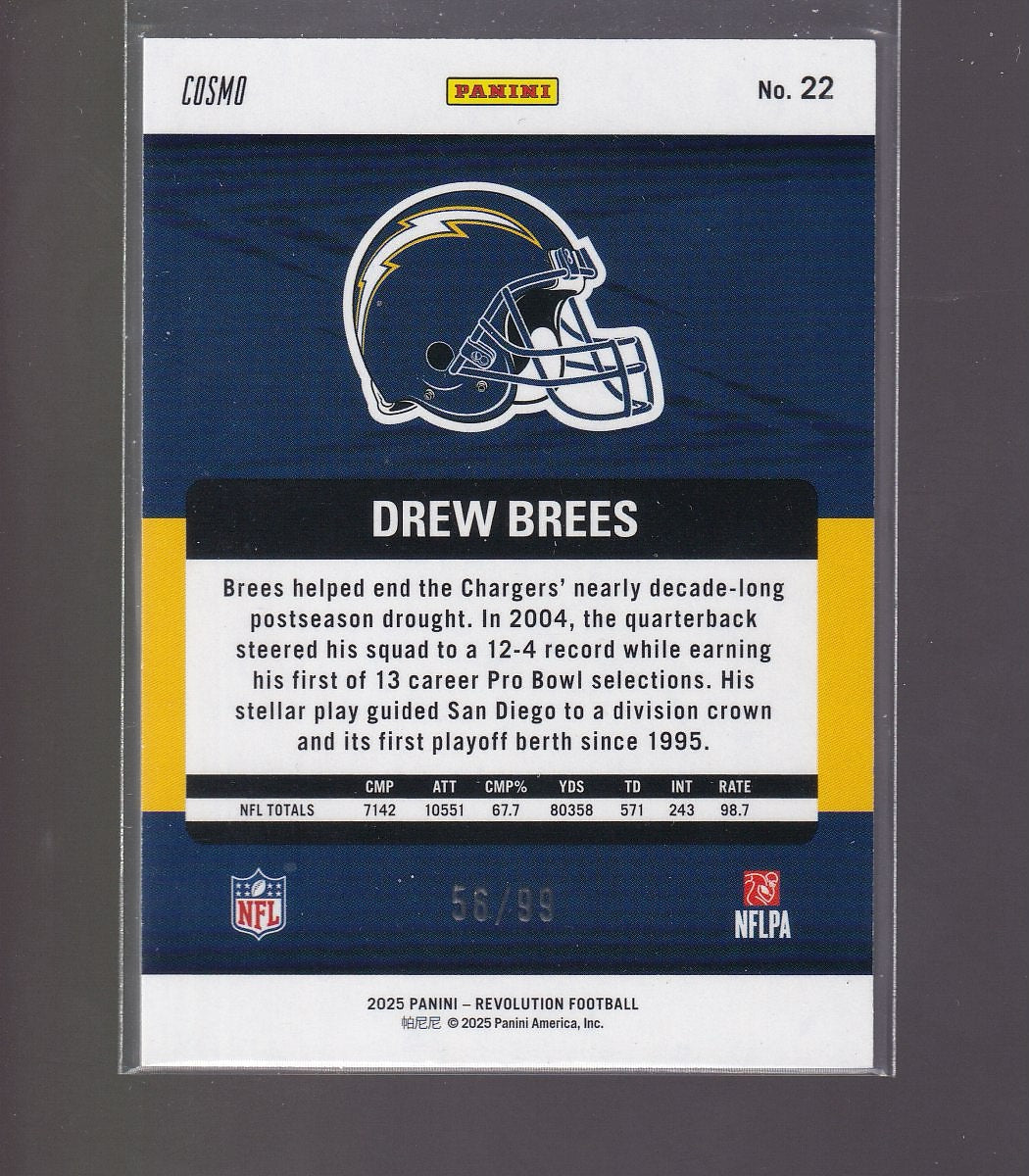 2025 Panini Revolution #22 Drew Brees Blue Cosmo #/99