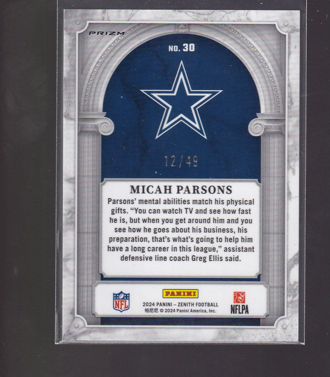2024 Panini Zenith #30 Micah Parsons Z Marquee Red #/49