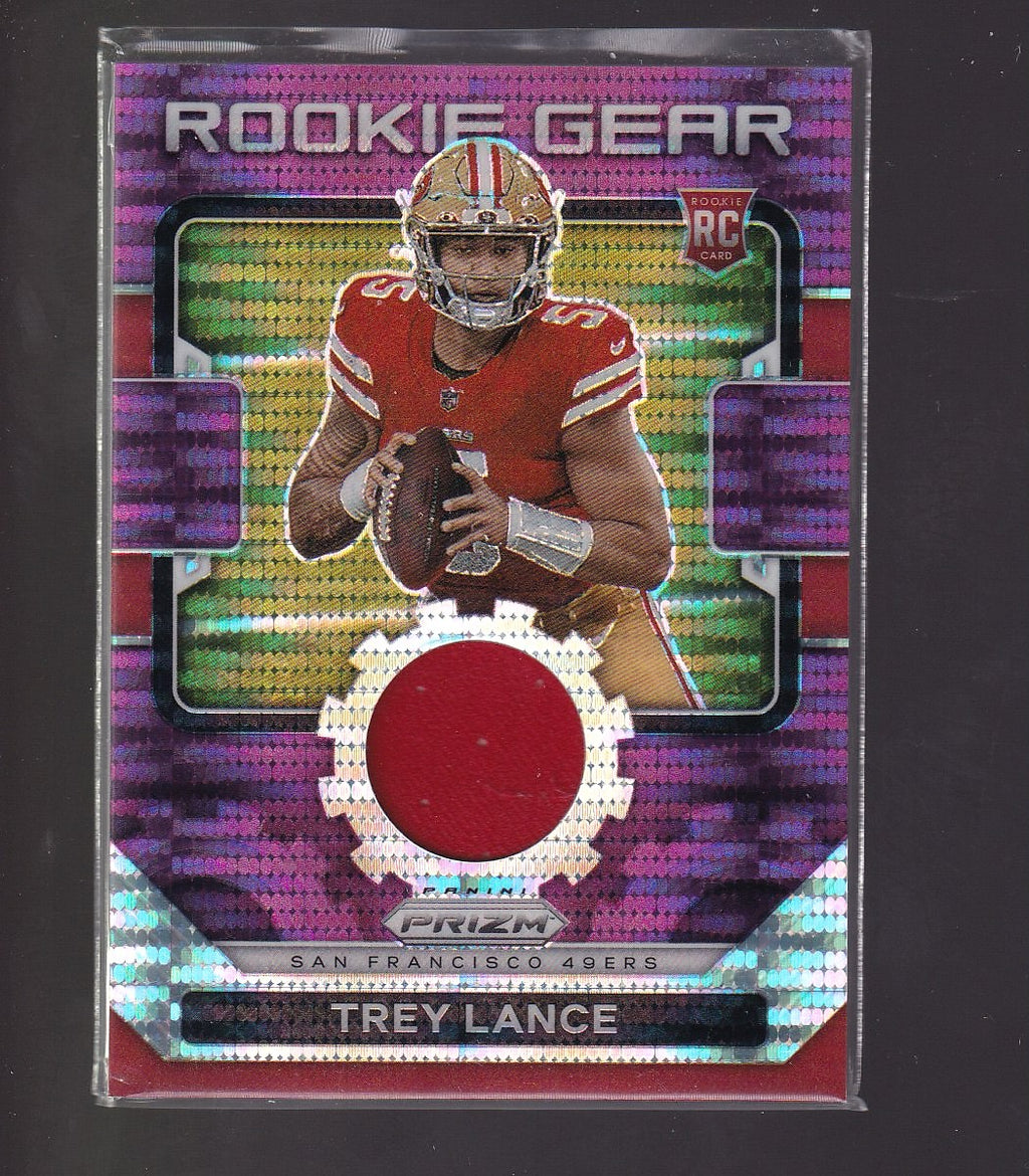 2021 Panini Prizm #RG-3 Trey Lance Rookie Gear Purple Pulsar