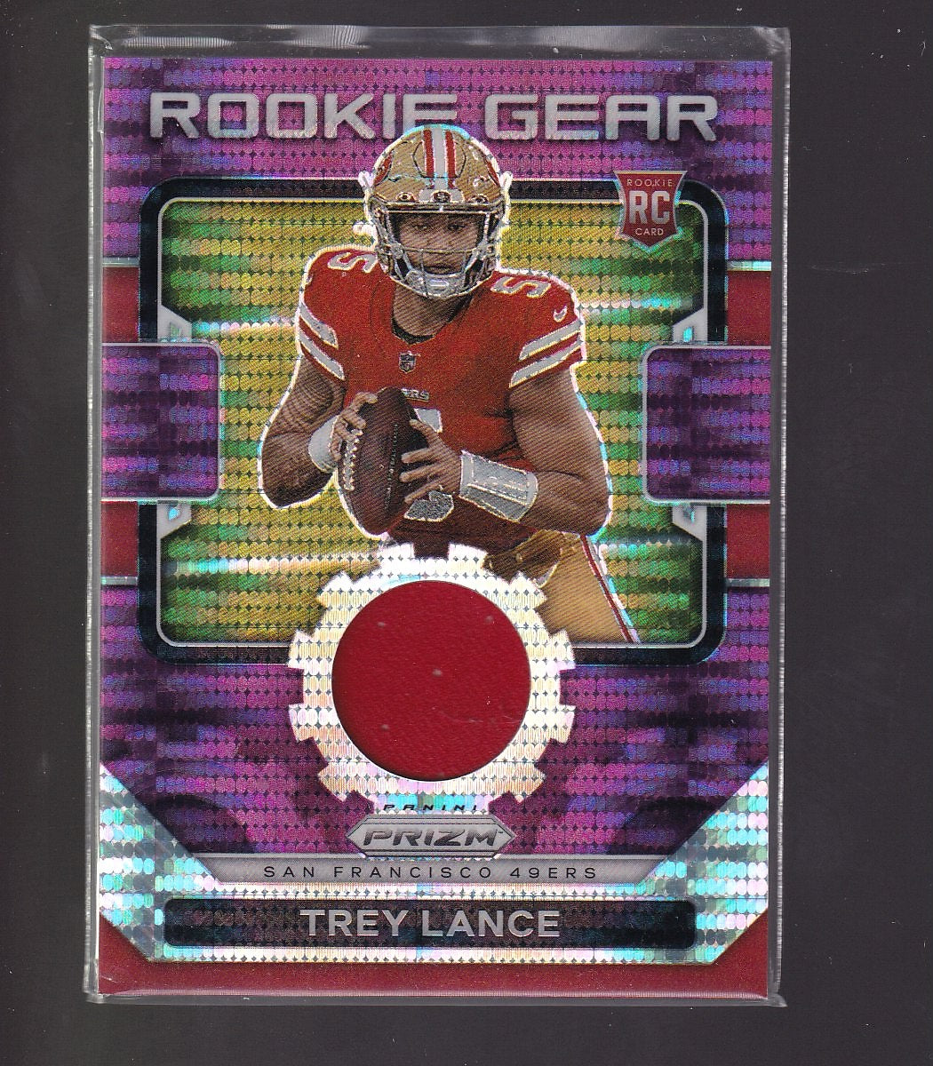 2021 Panini Prizm #RG-3 Trey Lance Rookie Gear Purple Pulsar