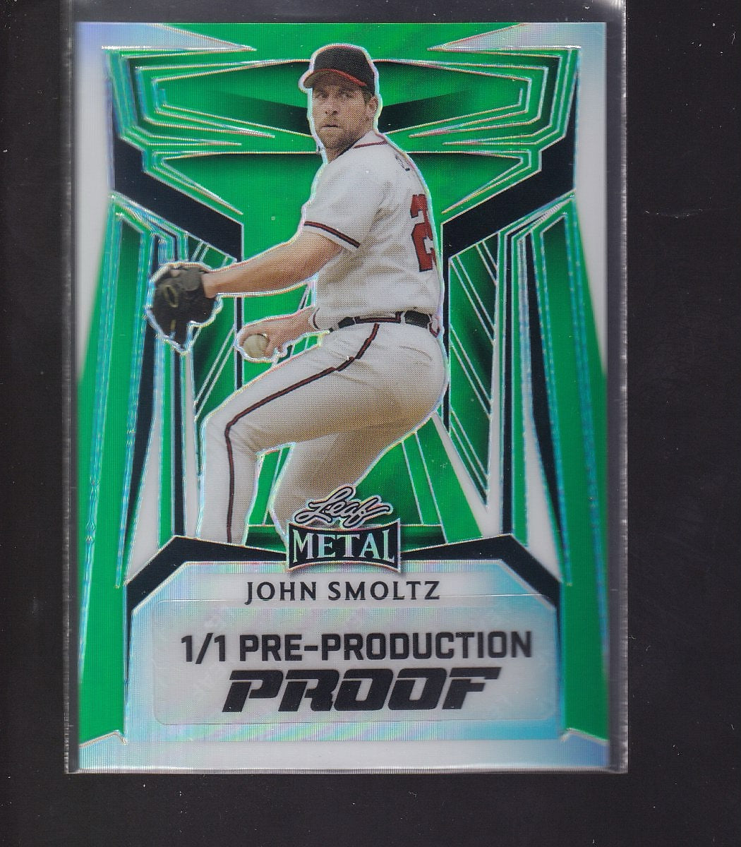 2025 Leaf Metal #NNO John Smoltz Crystal Green Pre-Production Proof