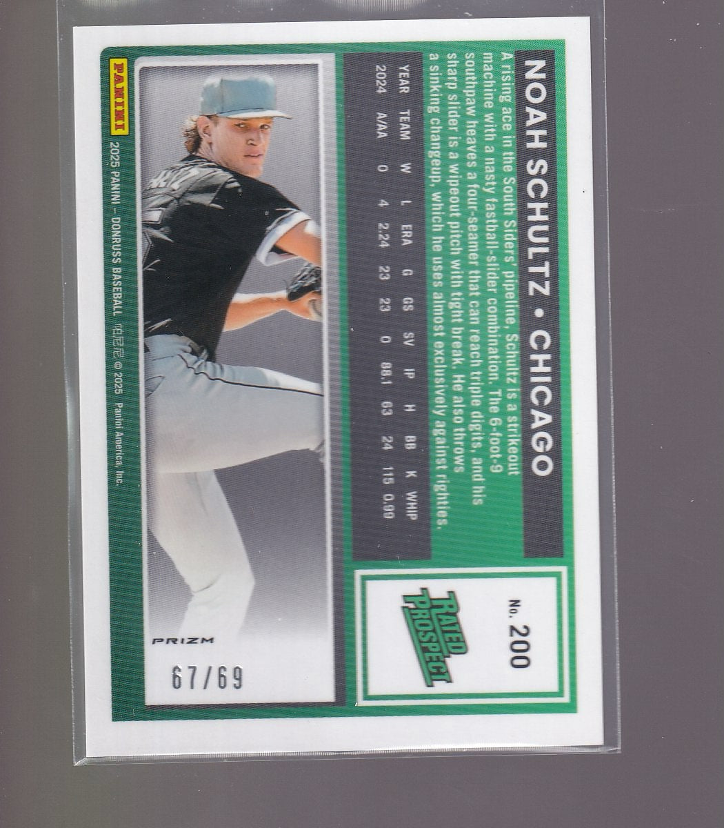 2025 Donruss #200 Noah Schultz Optic Electricity #/69