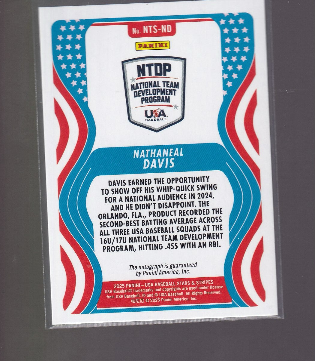 2025 Panini Stars & Stripes #NTS-ND Nathaneal Davis 16U National Team Sig Holo