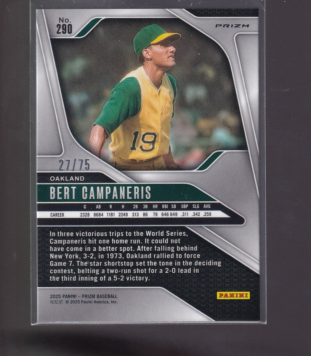 2025 Panini Prizm #290 Bert Campaneris Blue Pulsar Prizms #/75