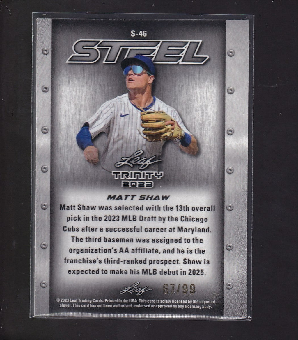 2023 Leaf Trinity #S-46 Matt Shaw Steel Stars and Dots Blue #/99