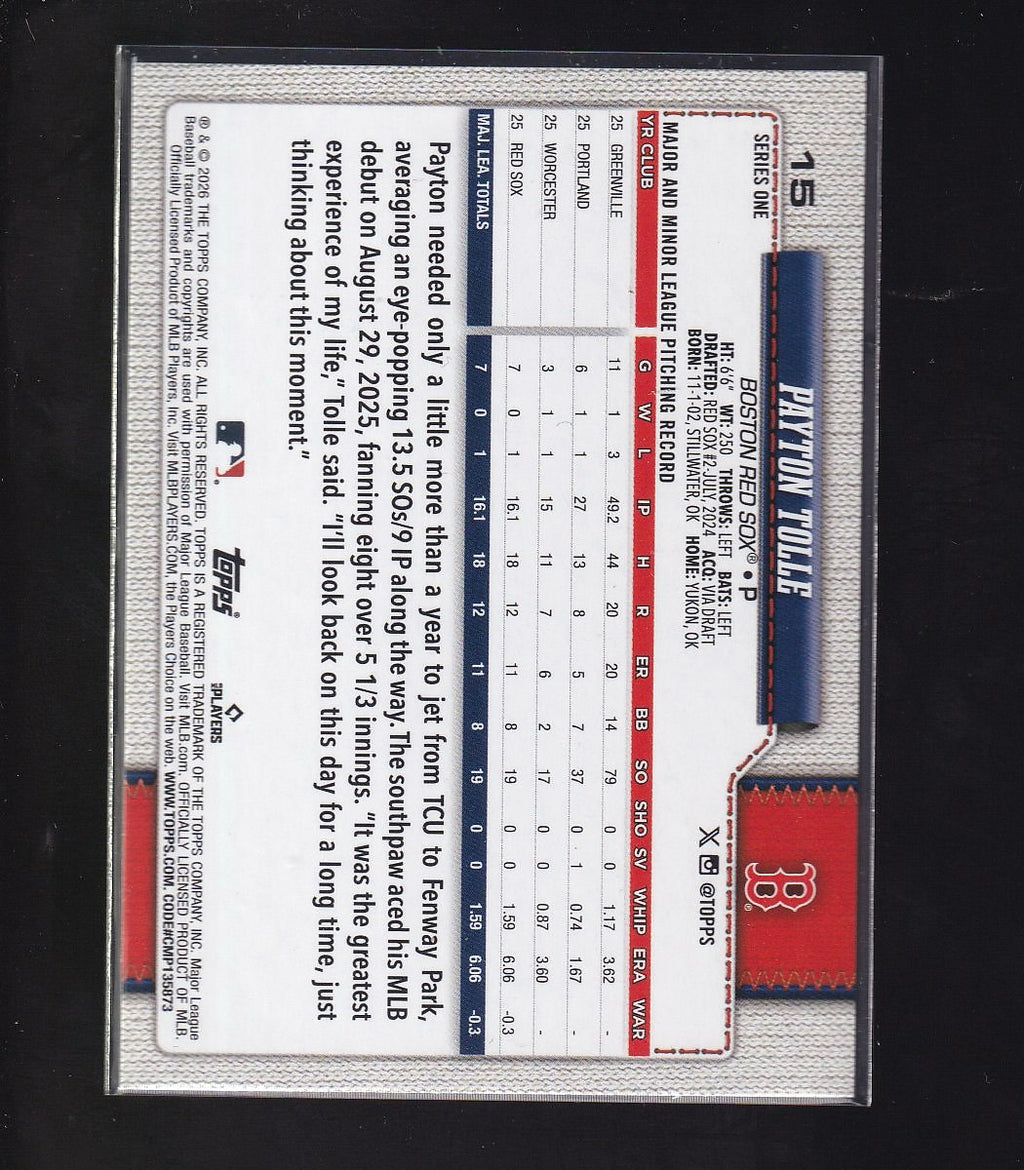 2026 Topps #15 Payton Tolle Holiday