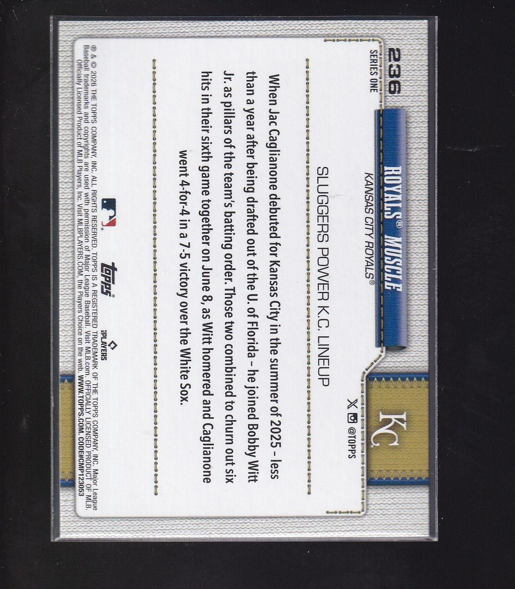2026 Topps #236 Royals Muscle Confetti Aqua