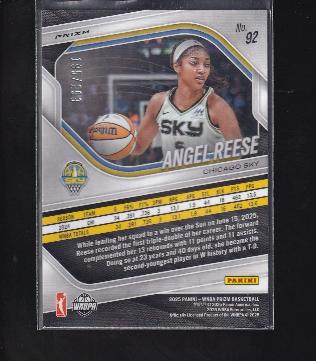 2025 Panini Prizm WNBA #92 Angel Reese Blue Pulsar Prizms #/199