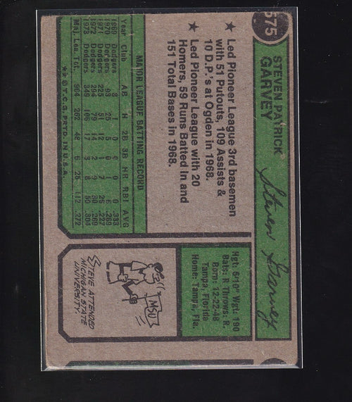 1974 Topps #575 Steve Garvey-Error/Miscut