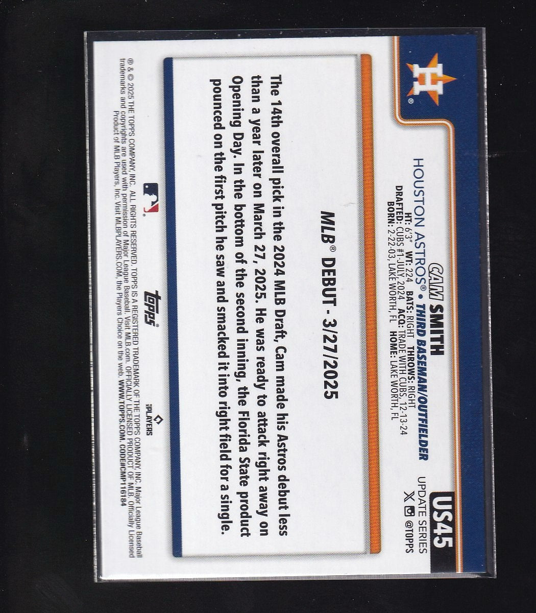 2025 Topps Update #US45 Cam Smith Holiday Jack O’Lanterns