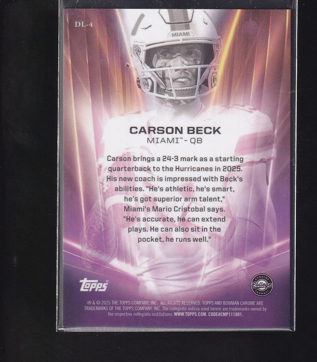 2025 Bowman University Chrome #DL-4 Carson Beck Deans List