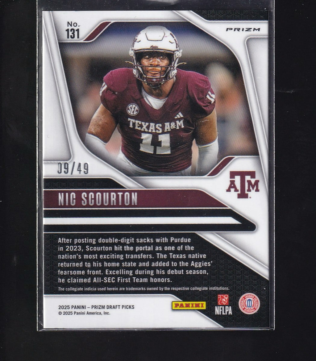 2025 Panini Prizm Draft Picks #131 Nic Scourton Prizms Gold Flash #/49
