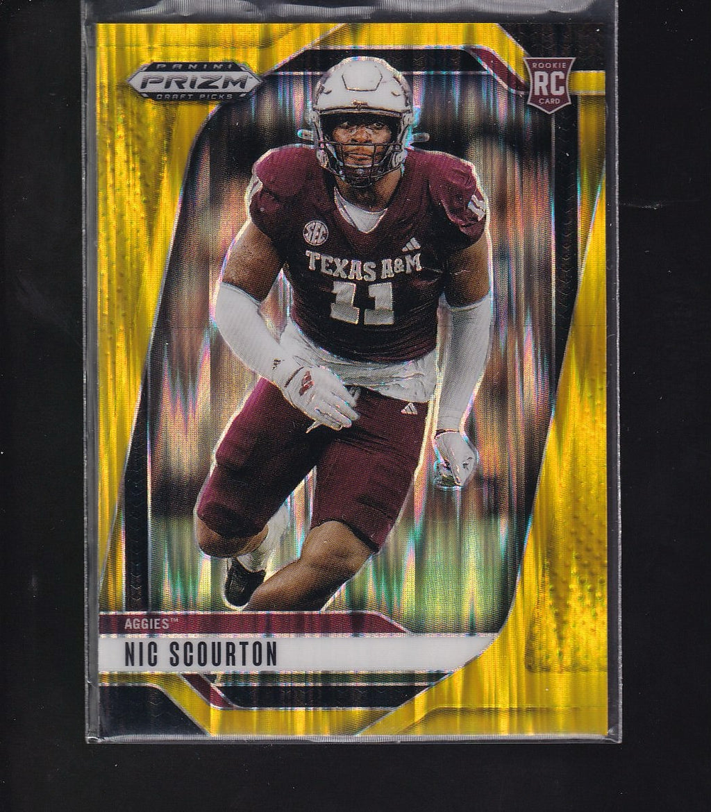 2025 Panini Prizm Draft Picks #131 Nic Scourton Prizms Gold Flash #/49