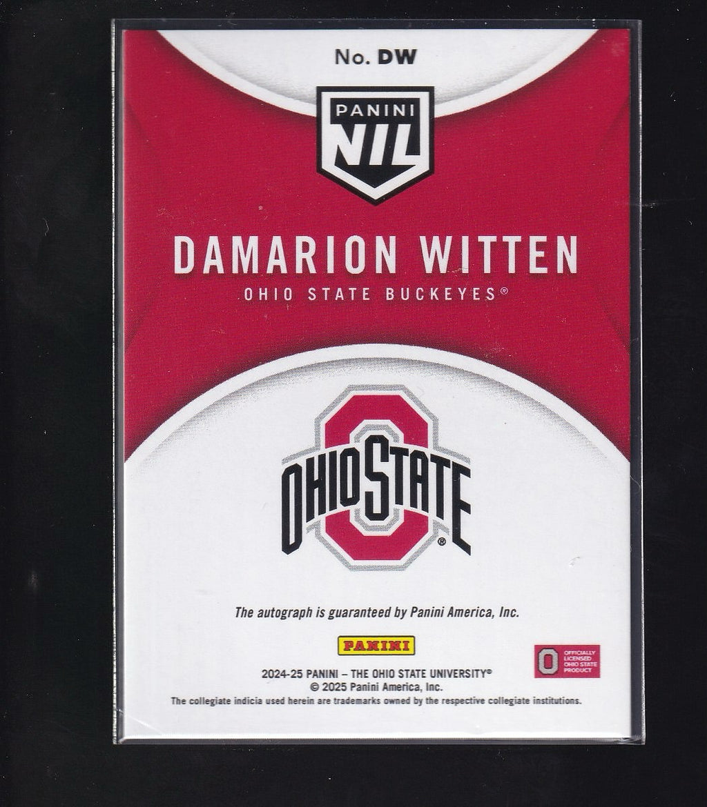 2025 Panini Ohio State University #DW Damarion Witten NIL Autographs