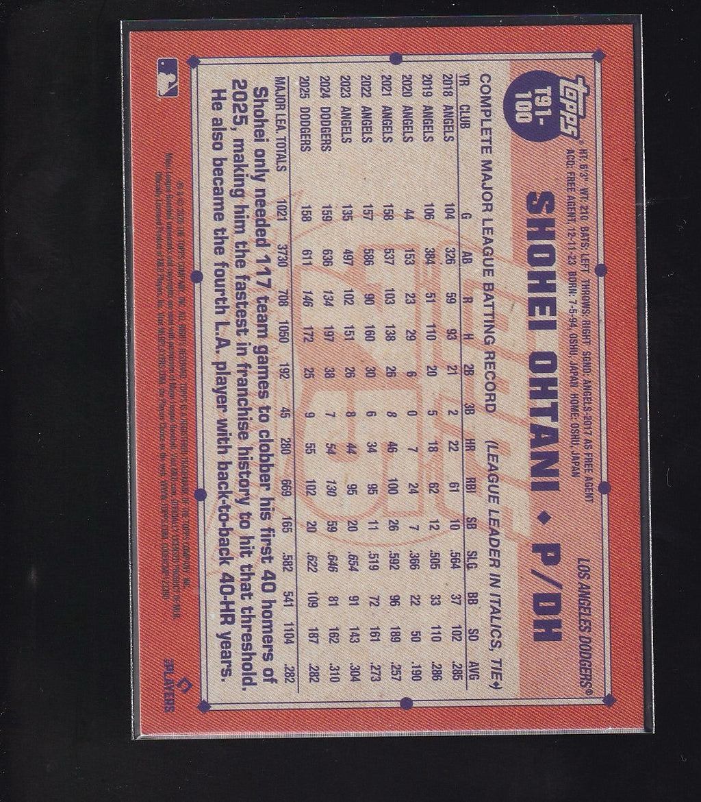 2026 Topps #T91-100 Shohei Ohtani 1991 Topps Baseball 35th Anniversary