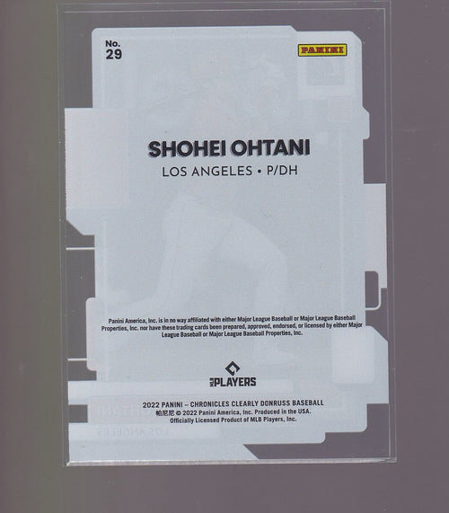 2022 Panini Chronicles #29 Shohei Ohtani Clearly Donruss
