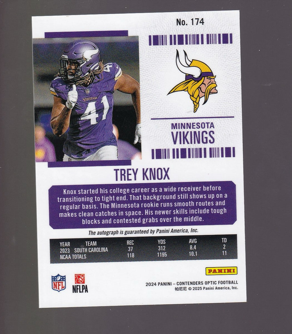2024 Panini Contenders Optic #174 Trey Knox Silver Autograph