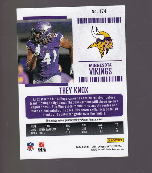 2024 Panini Contenders Optic #174 Trey Knox Silver Autograph