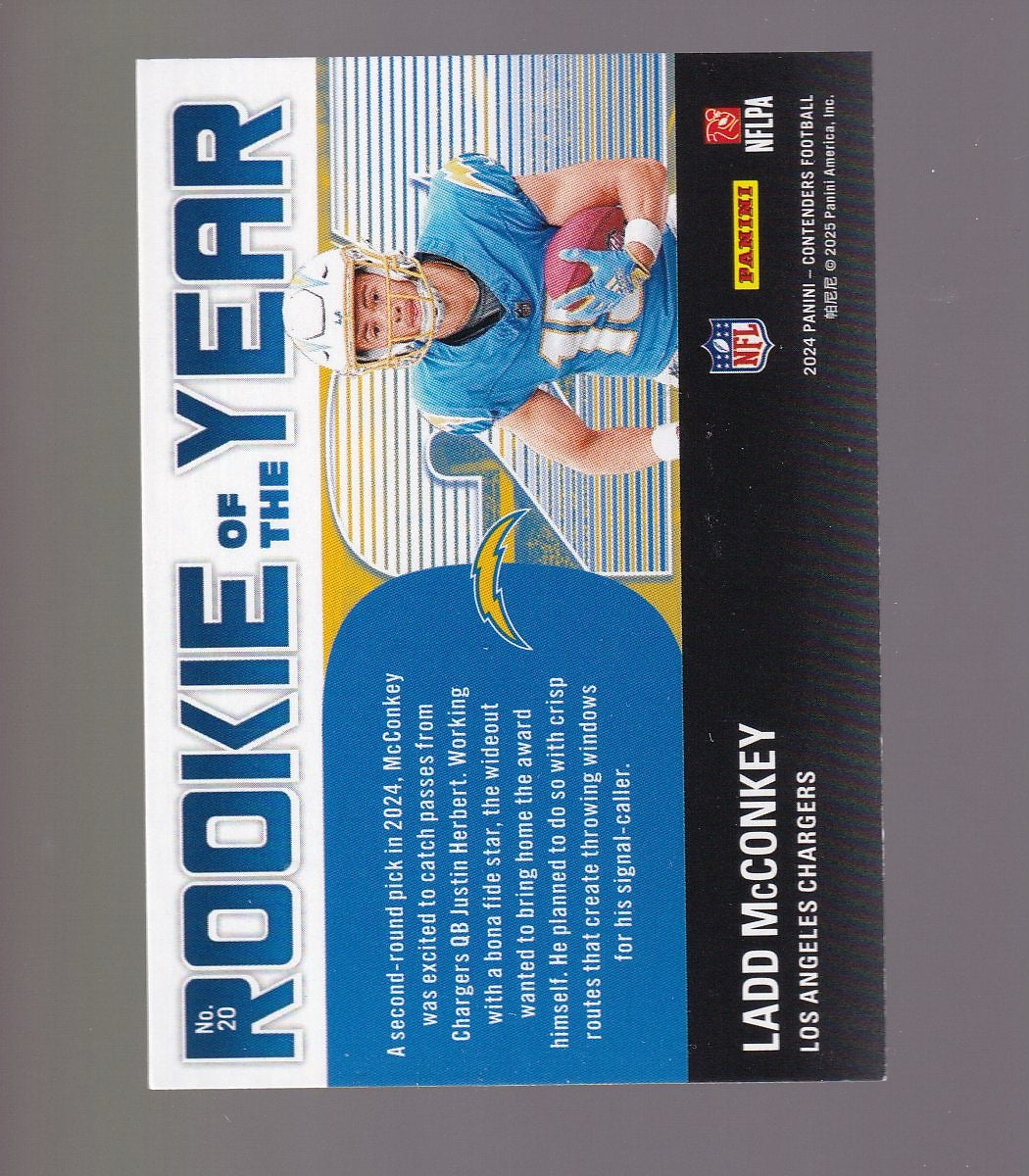 2024 Panini Contenders #20 Ladd McConkey Rookie of the Year Contenders Silver