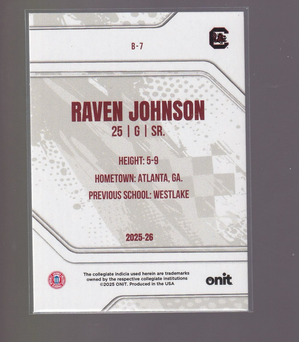 2025-26 ONIT Athlete South Carolina Gamecocks Women #B-7 Raven Johnson Purple