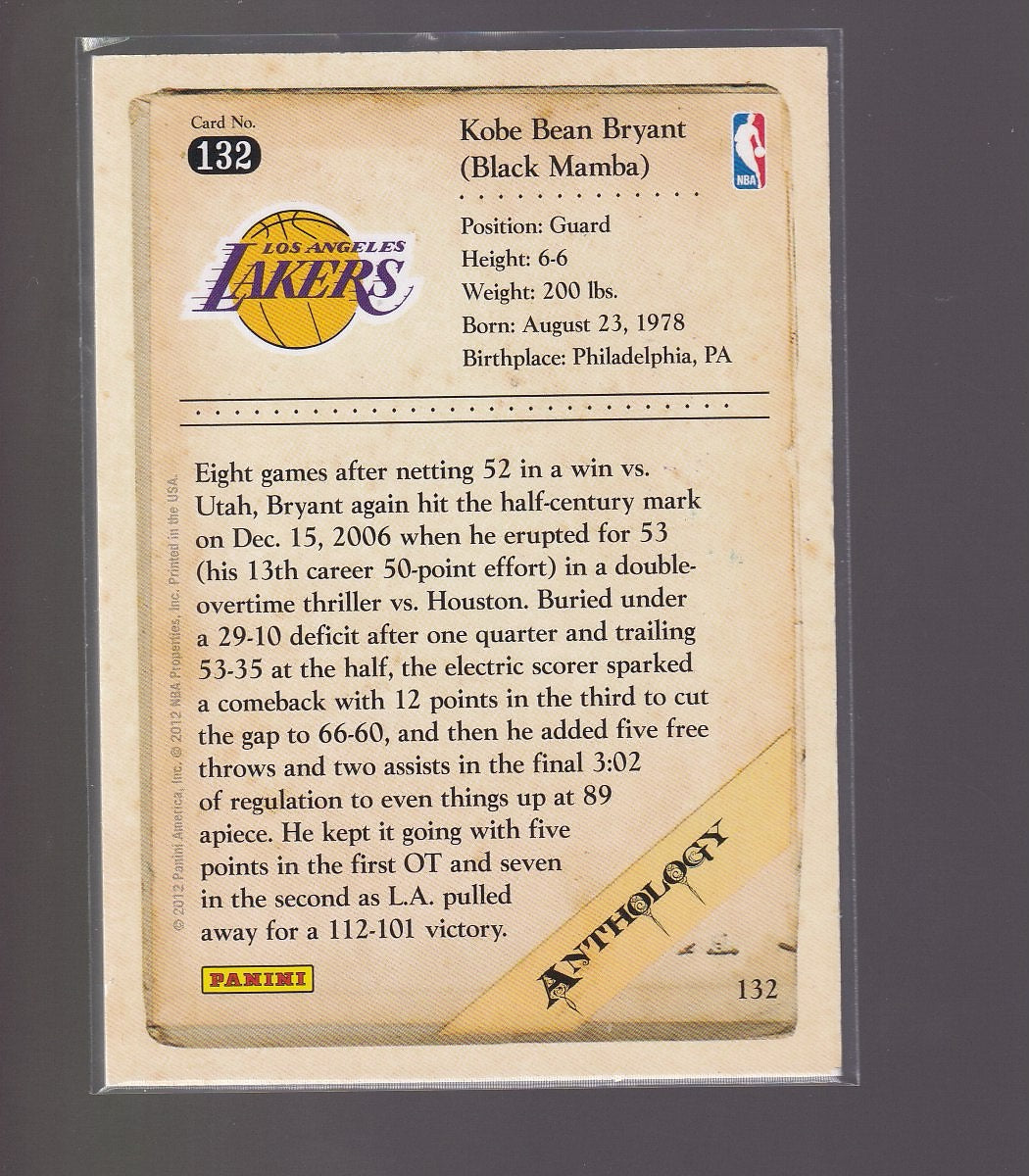 2012-13 Panini Kobe Anthology #132 Kobe Bryant