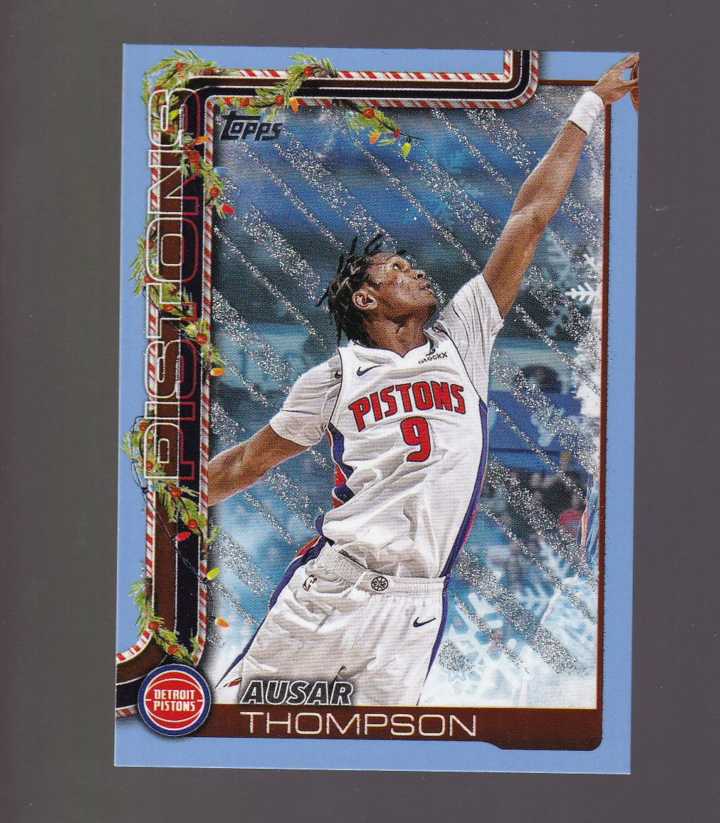 2025-26 Topps Holiday #H36 Ausar Thompson Light Blue and White Glitter Holiday