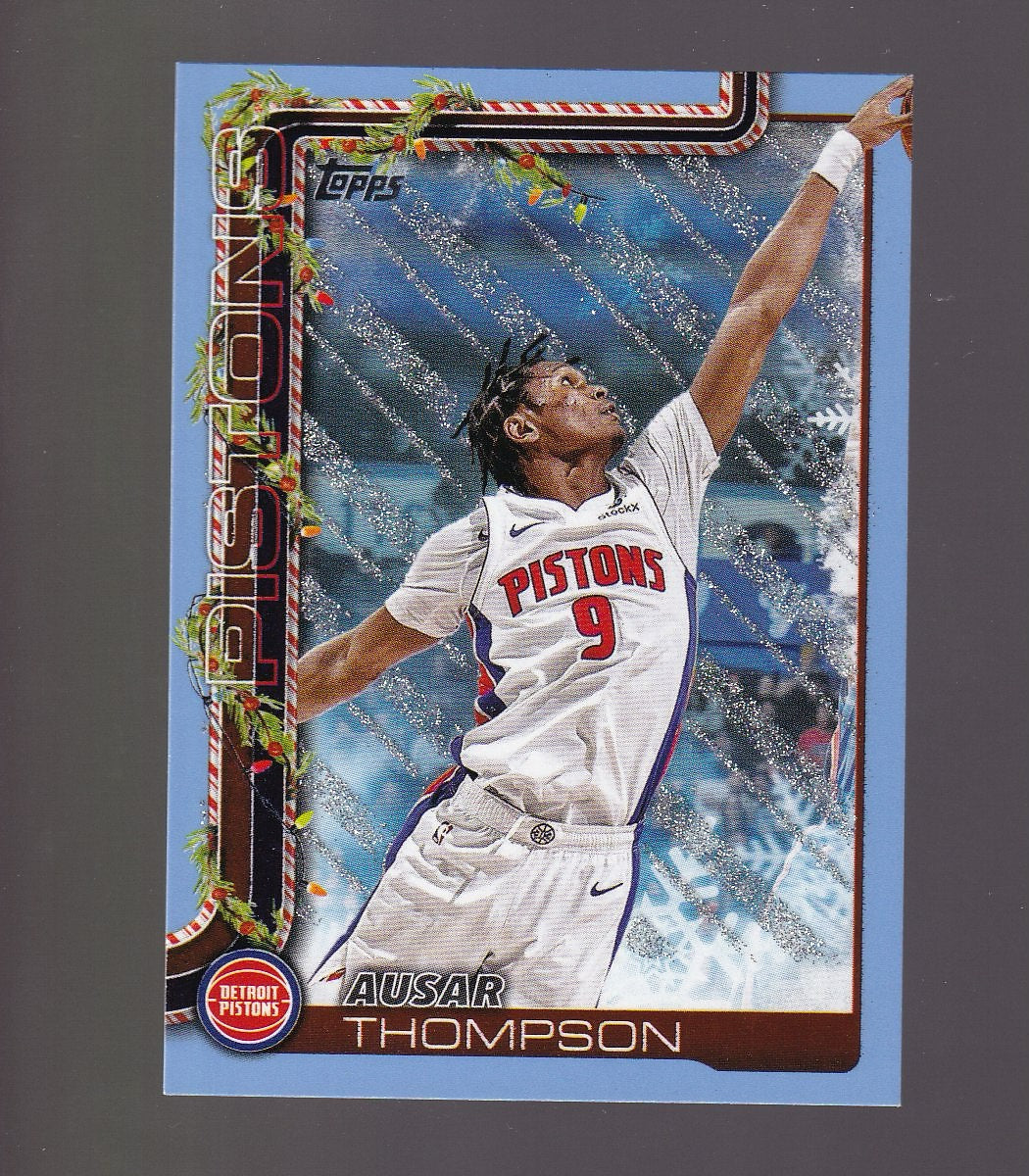 2025-26 Topps Holiday #H36 Ausar Thompson Light Blue and White Glitter Holiday