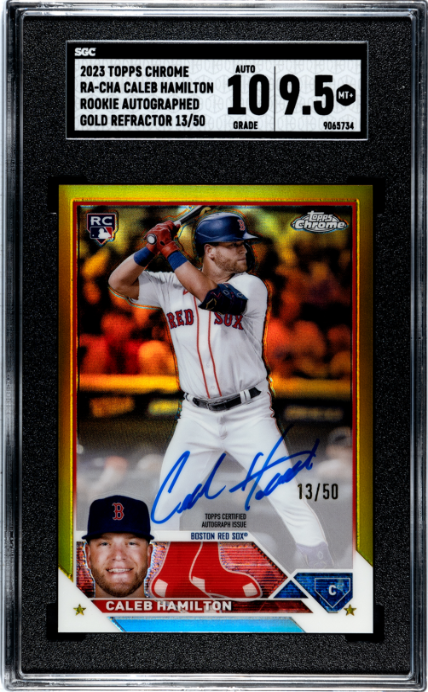 2023 Topps Chrome #RA-CHA Caleb Hamilton Rk. Auto. Gold Ref. /50 SGC 9.5 #/50