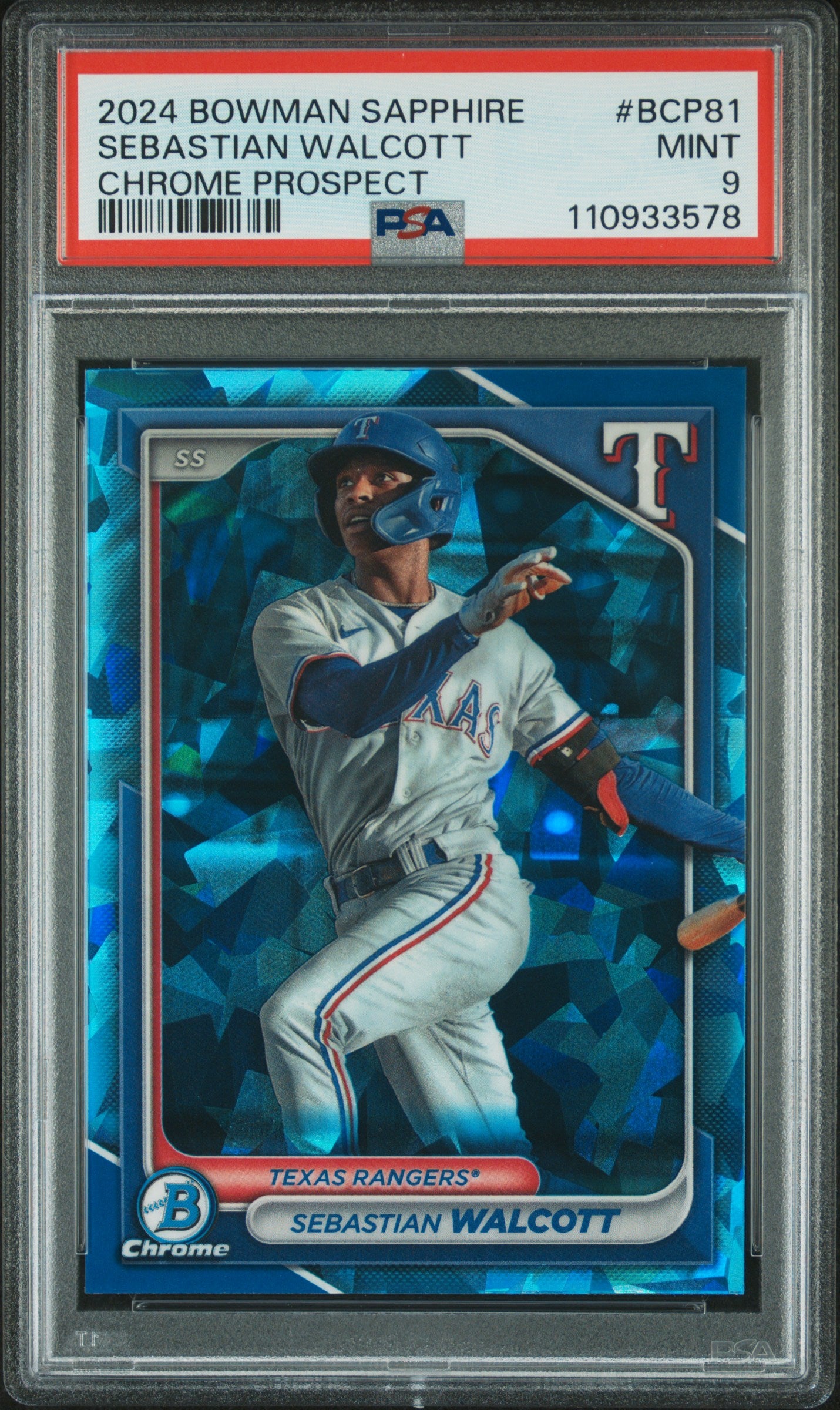 2024 Bowman Sapphire Chrome Prospects #BCP81 Sebastian Walcott PSA 9
