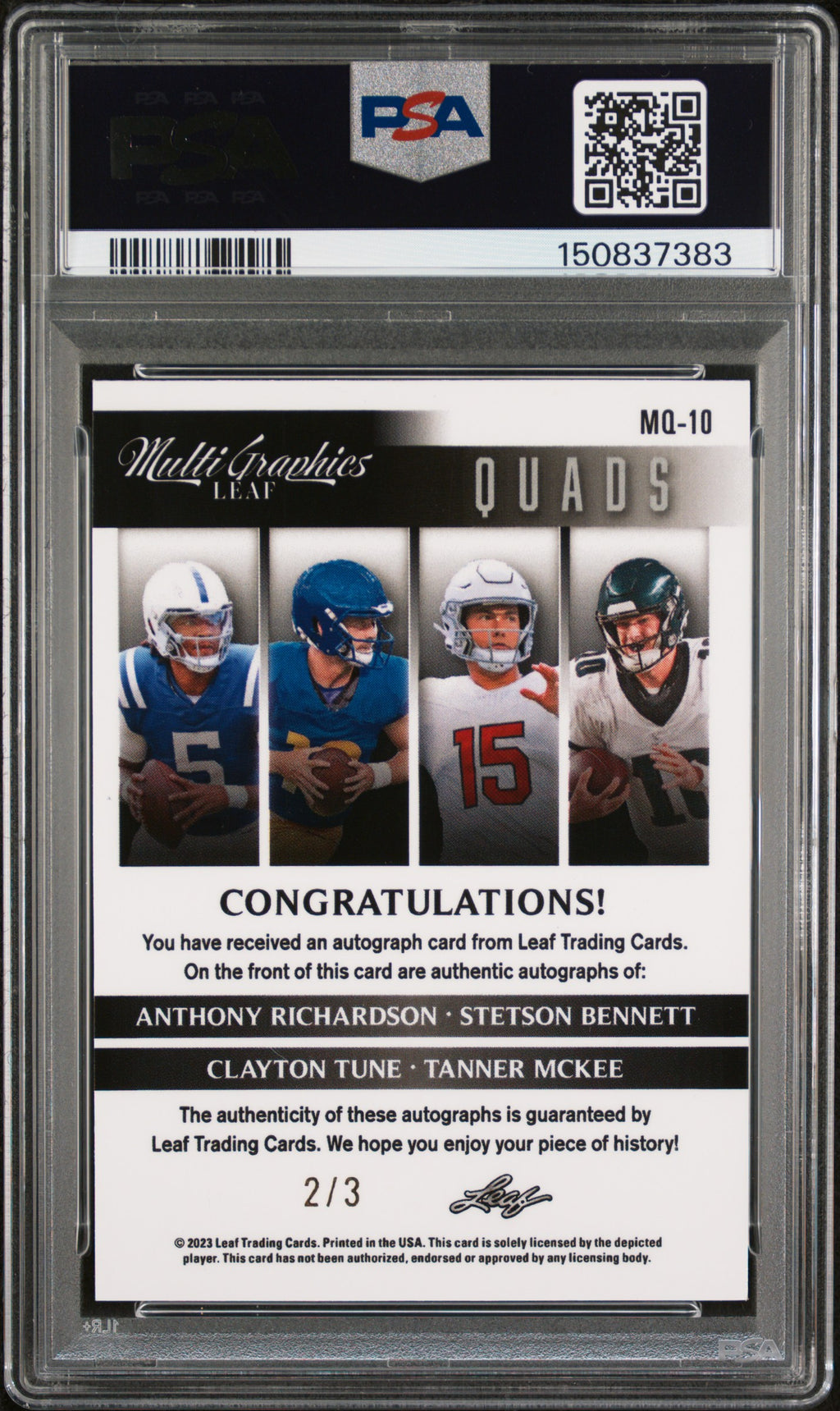 2023 Leaf Eclectic MG Quads Auto #MQ10 Multiplayer Tiger Stripe PSA 9 #/3