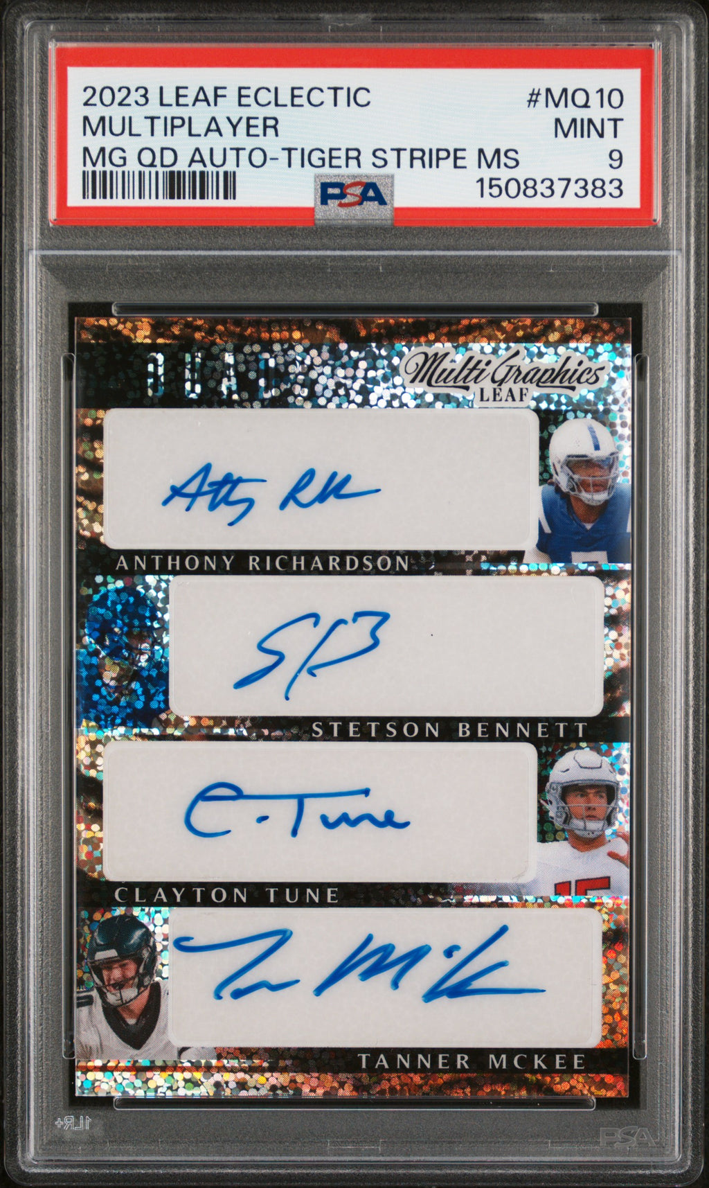 2023 Leaf Eclectic MG Quads Auto #MQ10 Multiplayer Tiger Stripe PSA 9 #/3