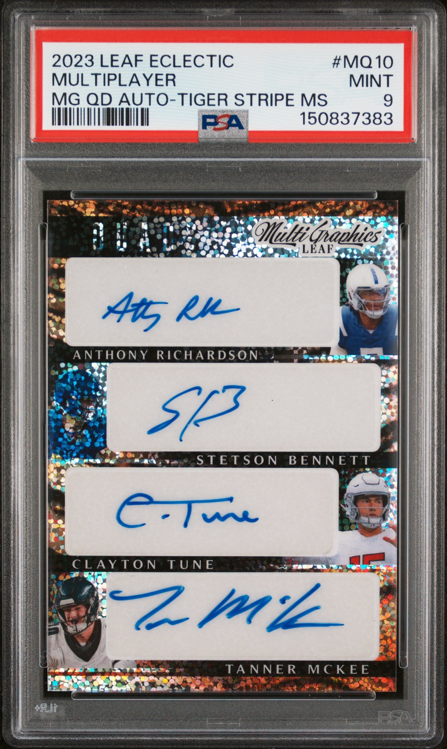 2023 Leaf Eclectic MG Quads Auto #MQ10 Multiplayer Tiger Stripe PSA 9 #/3