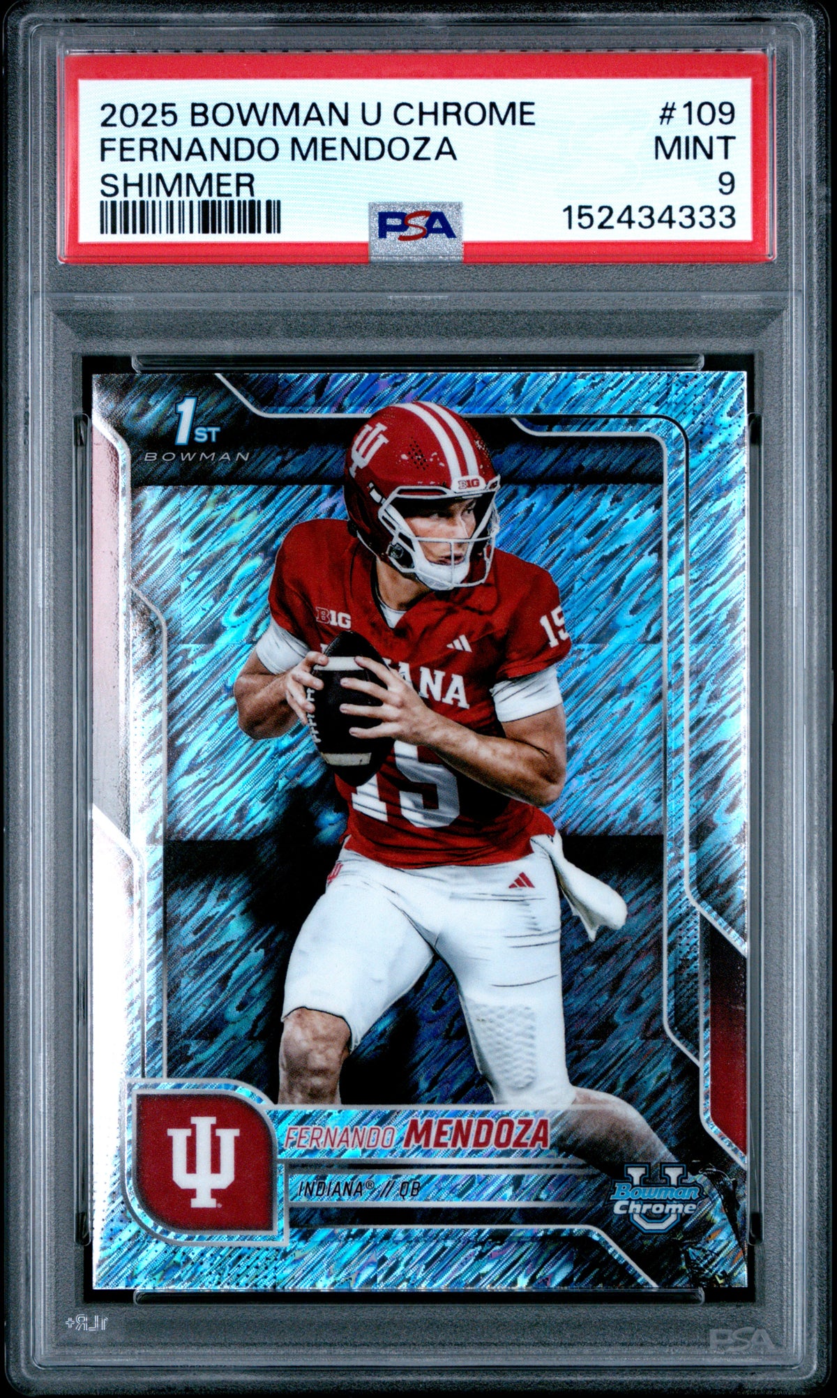 2025 Bowman University Chrome #109 Fernando Mendoza Shimmer PSA 9