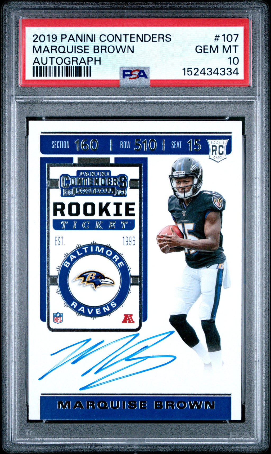 2019 Panini Contenders #107 Marquise Brown Autograph PSA 10