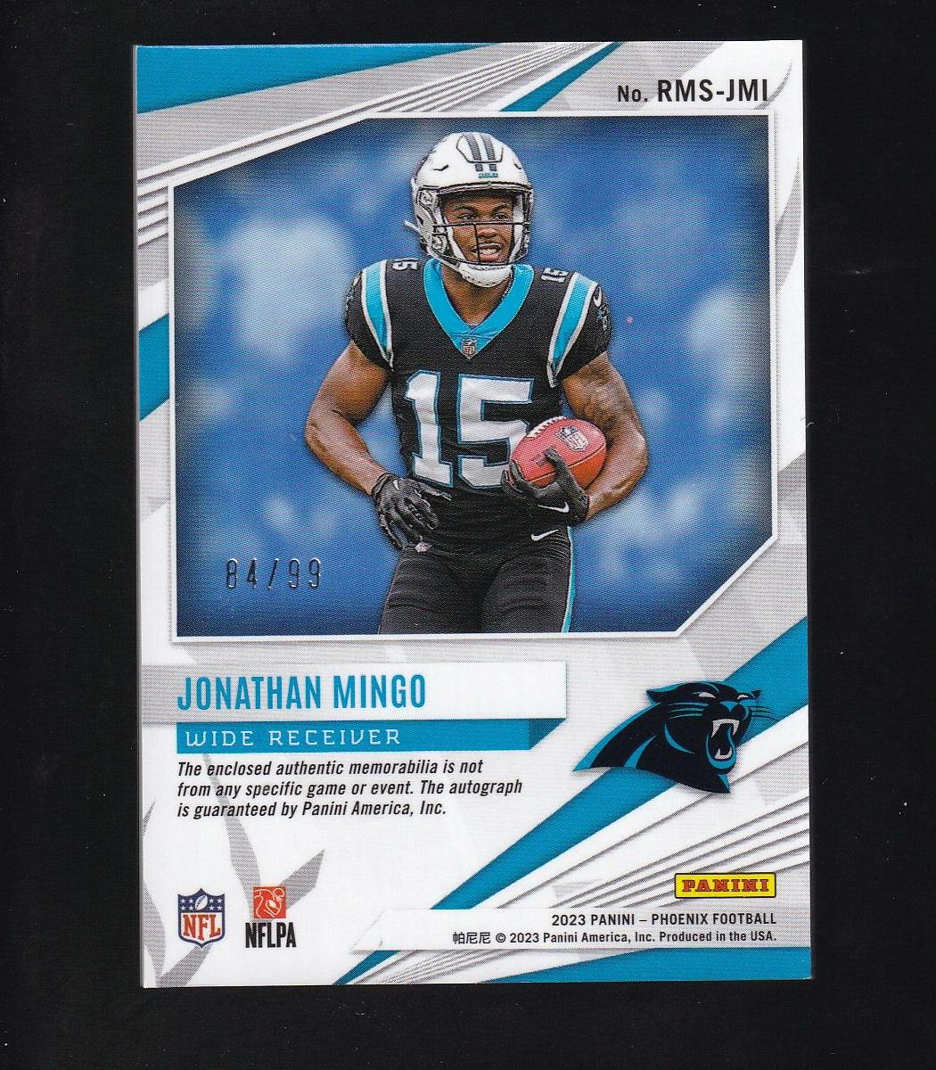 2023 Panini Phoenix #RMS-JMI Jonathan Mingo Rising Rookie Mat Sig Gloves #/99