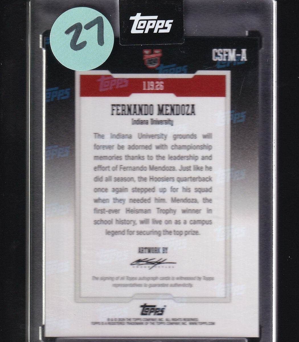 2025 Topps Now #CSFM-A Fernando Mendoza Art Print